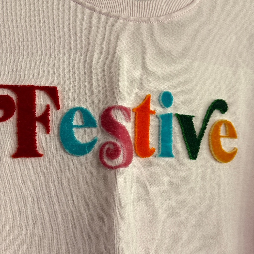 Shiraleah Pink “Festive” Holiday Sweatshirt Size Medium - Picture 3 of 6